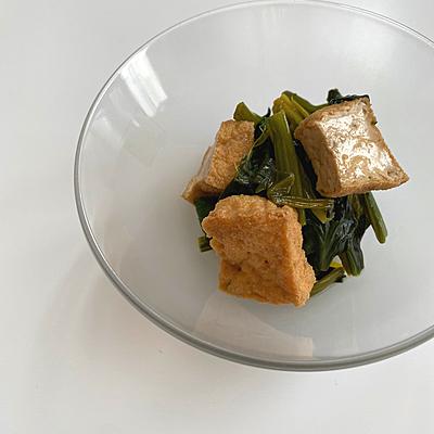 レンジで簡単 小松菜と厚揚げのめんつゆ煮浸し