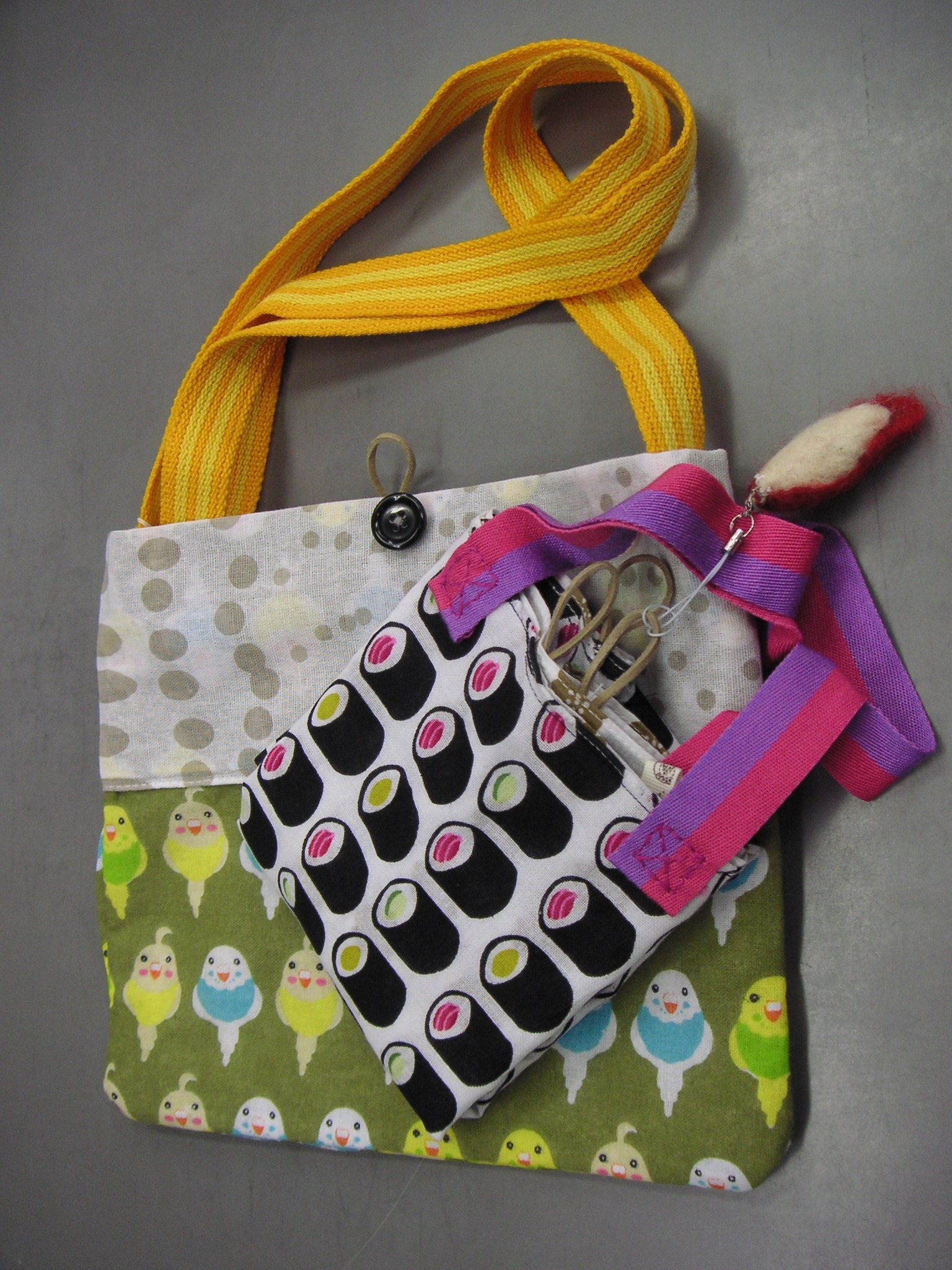 100均DIY 手ぬぐい2本使いきり¥220-エコバッグ作り方 春エコバッグ