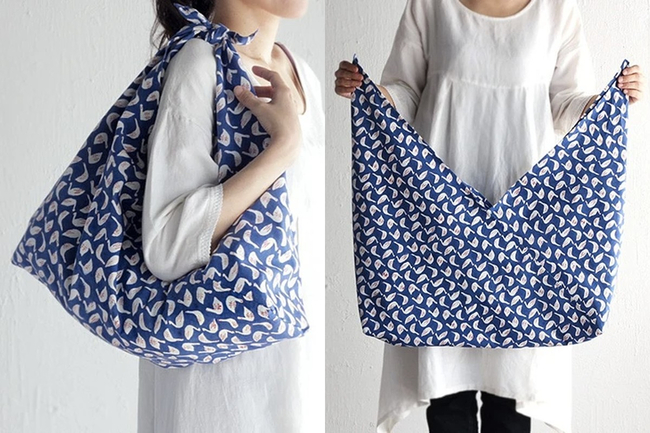 エコバッグ ハンドメイドコンビニバッグレジ袋型果物フルーツリンゴレモンペアイチゴ手ぬぐい手拭い2枚セット