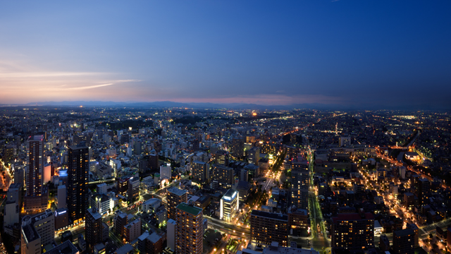 アクトの森 いこいの広場の夜景（静岡県浜松市中央区）