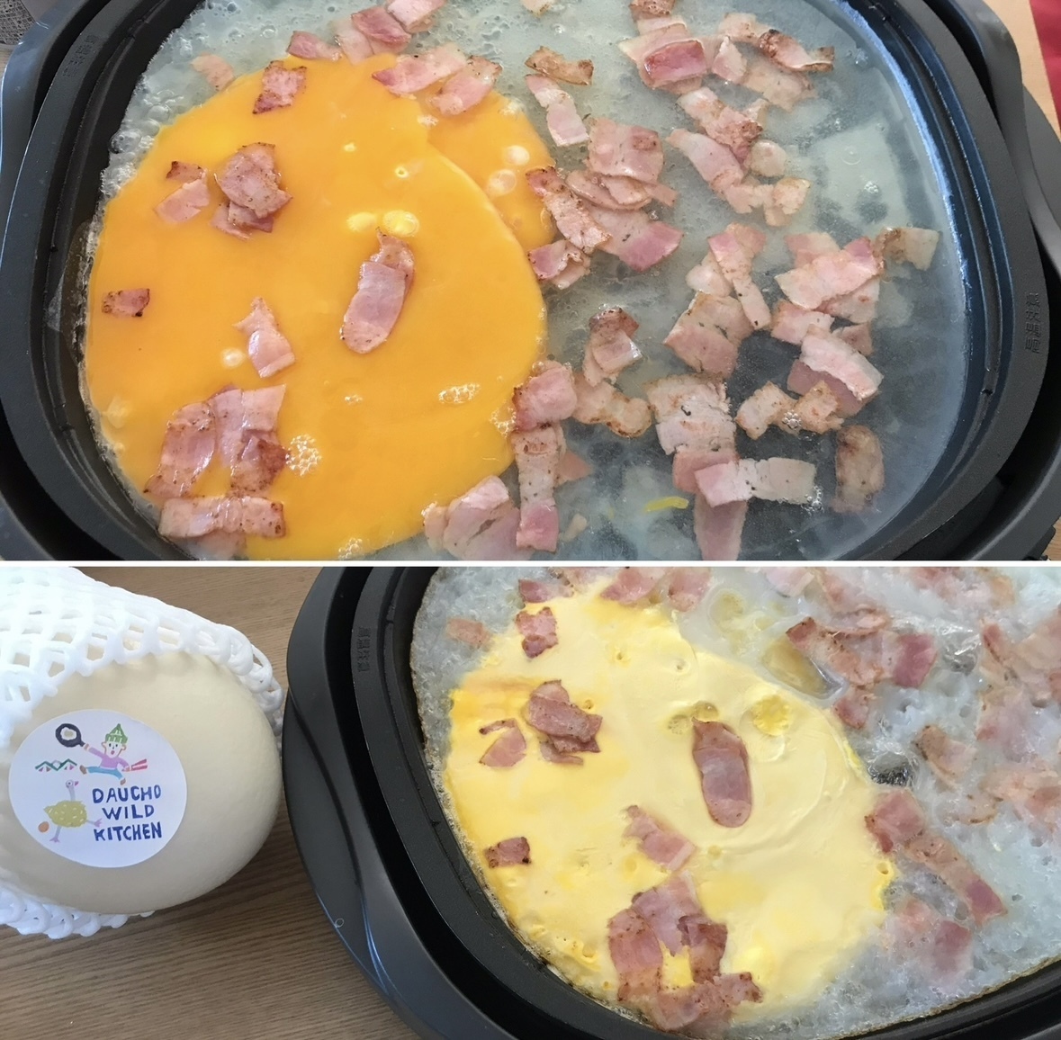 ダチョウの卵で巨大半熟目玉焼き ￣ω￣ ♡とぎもち韓国で毎日るんるん