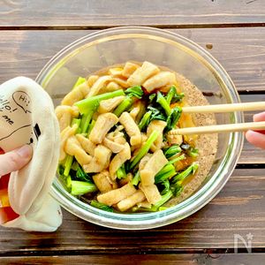 レンジメートキッチン RANGEMATE Kitchen簡単にささっと作れてパクパク食べられる！小松菜と油揚げの炒め物のご紹介です🥬❕ ⁡カテゴリー：炒める 🍽『小松菜と油揚げの炒め物』 ----------------------------------------材料2人分 ・小松菜100g