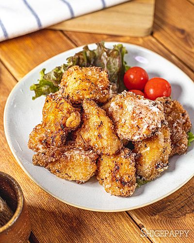 鶏むね肉と小松菜としいたけのオイスターソース炒め