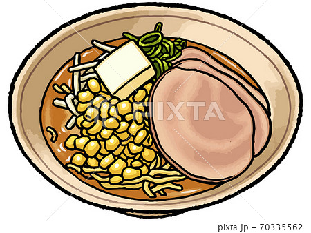 ラーメンを差し出すラーメン屋の店員 手描きイラスト 単色線画・カラーのセット Stock VectorAdobe Stock