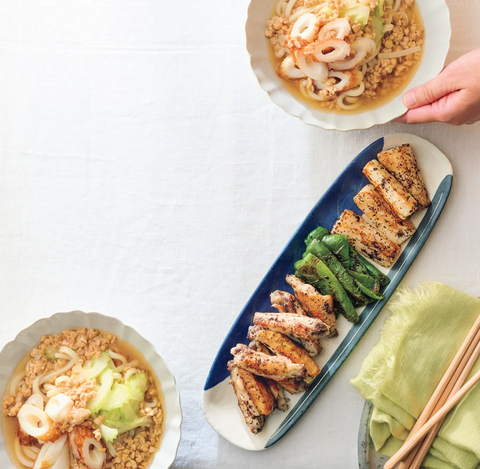 献立 冷やしぺろっこきつねたぬきうどん。～ネギの青い部分はバナナの100倍滑るらしい～ : るぅのおいしいうちごはん Powered byライブドアブログ