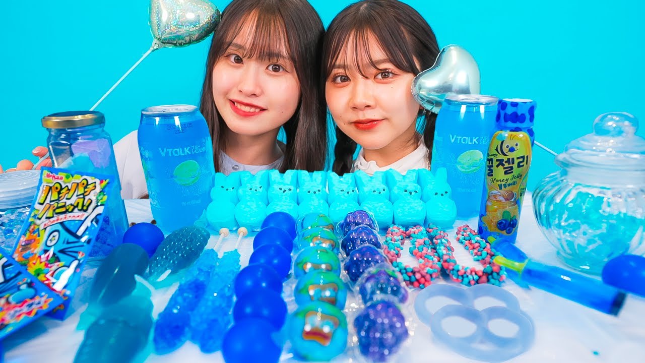 ASMR 青を食べる💙🫐🌎エビ.えのき.ジャージャー麺