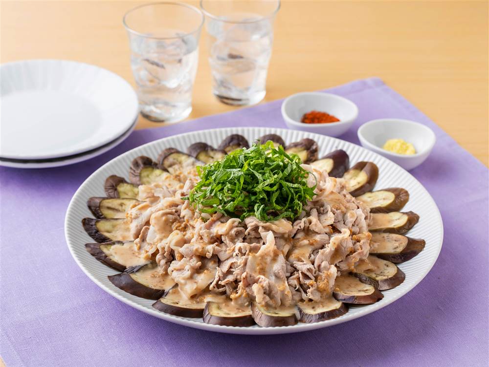 レンジで簡単！ウマい♪『豚しゃぶ肉とナスのしょうがポン酢」