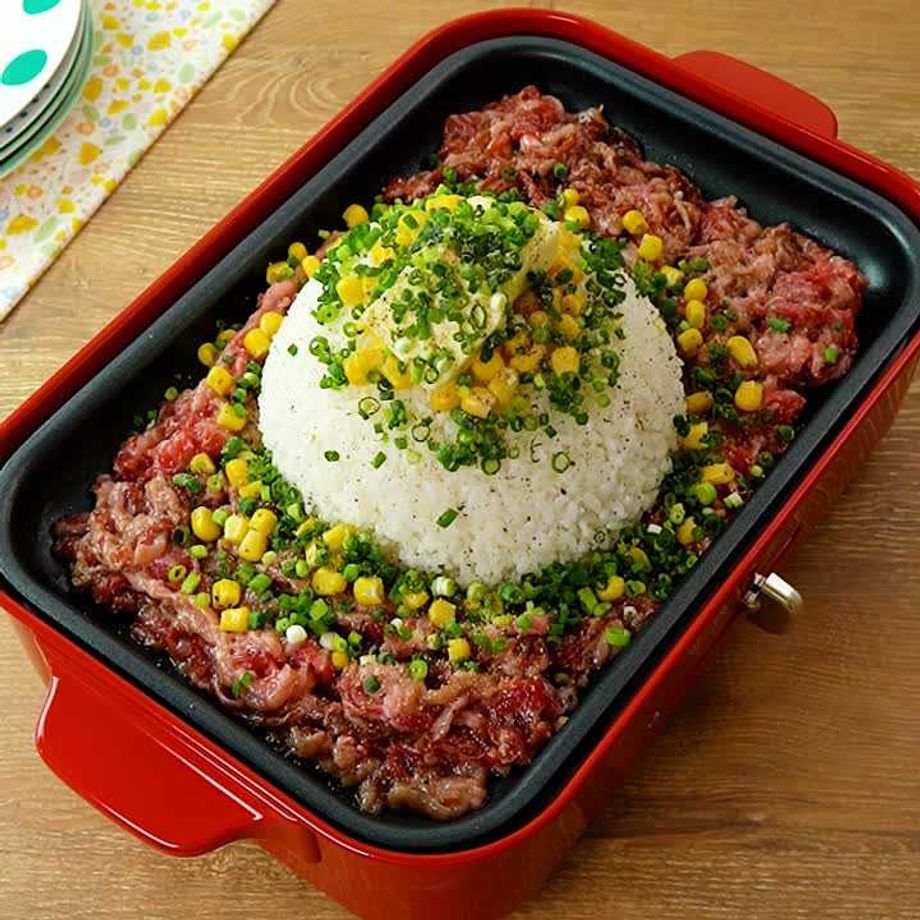 ホットプレートで旨にんにくビーフライス