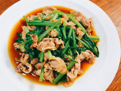 牛肉と小松菜のオイスターソース炒め