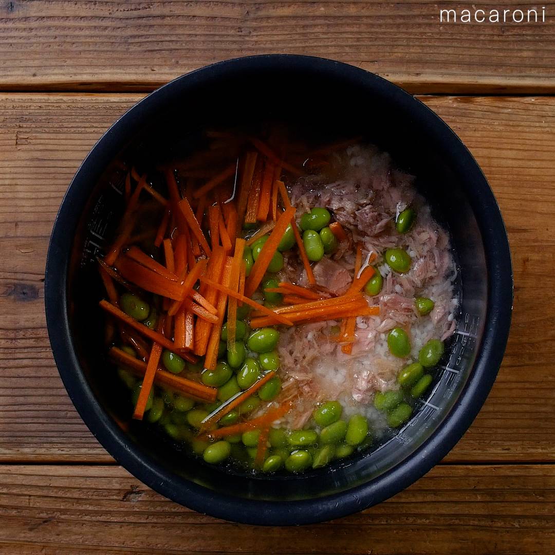 枝豆コーンツナの炊き込みご飯