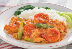 アツアツのプリップリ エビチリ