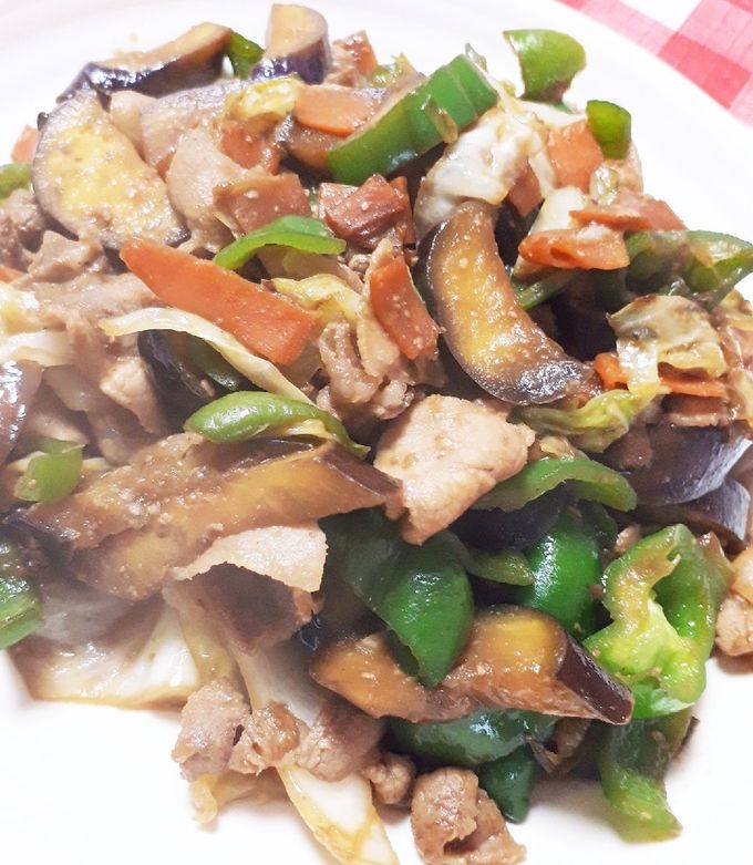 豚肉・なす・ｷｬﾍﾞﾂの簡単回鍋肉