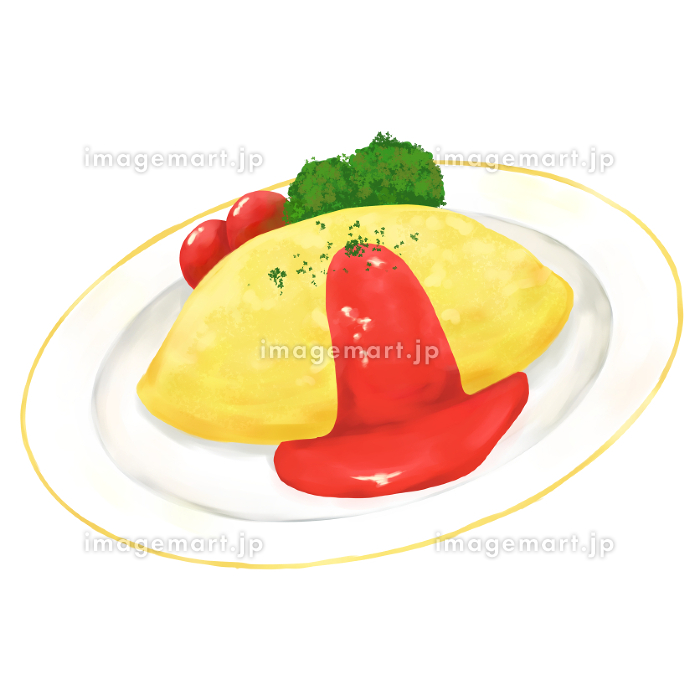 フリーイラストケチャップでハートが描かれたオムライスパブリックドメインQ：著作権フリー画像素材集