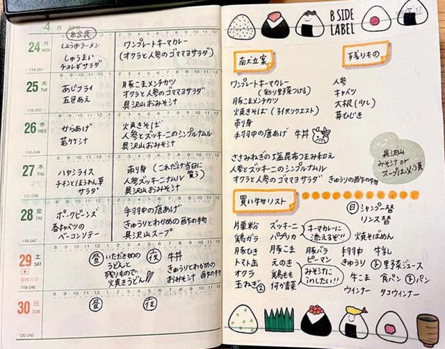 無印で買ったノートを献立ノートに。 : クラシノート