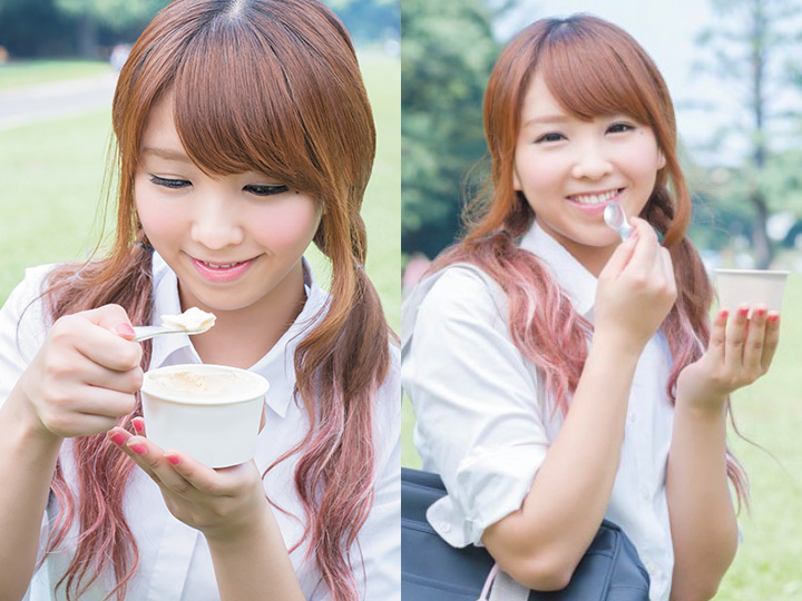 笑顔の女性は自宅のスプーンでソバの穀物を食べるの写真素材・画像素材 Image 27822281