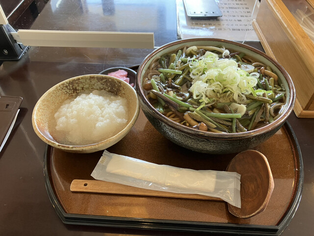 山菜おろしそば 山菜ミックス水煮を使って冷たいおろしそばです