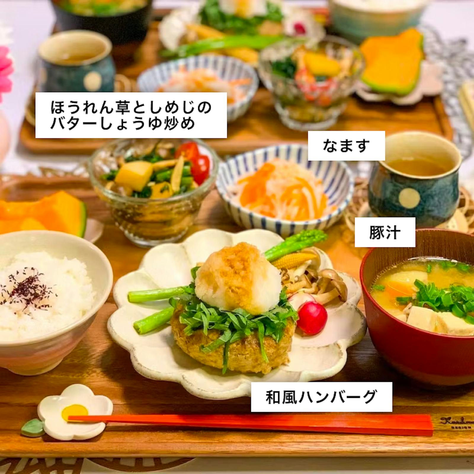 ソースが濃厚！ ほうれん草入り煮込みハンバーグ