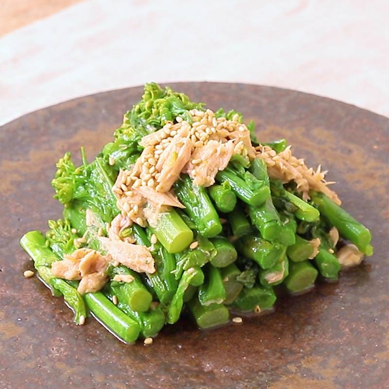 ツナ卵マヨネーズを使った「厚揚げと菜の花の炒め物」 PART3「おかずの素」ストック⑮