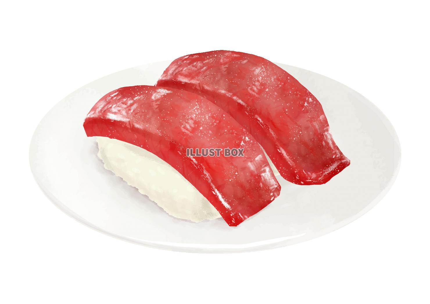 マグロのお寿司を散歩するひよこのイラストゆるくてかわいい無料イラスト・アイコン素材屋「ぴよたそ」