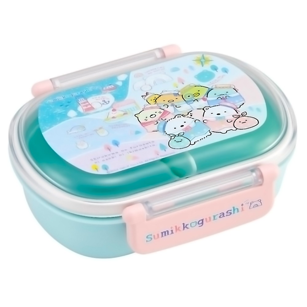 抗菌パッキン一体型2段ふわっと弁当箱 総容量550ml ○すみっコぐらし ねこのきょうだいにであいました○銀イオン Ag+ 抗菌加工ランチボックス 弁当箱 お弁当 二段 ランチ 遠足 食洗機対応 ふんわりフタ キャラクター すみっこ スケータ