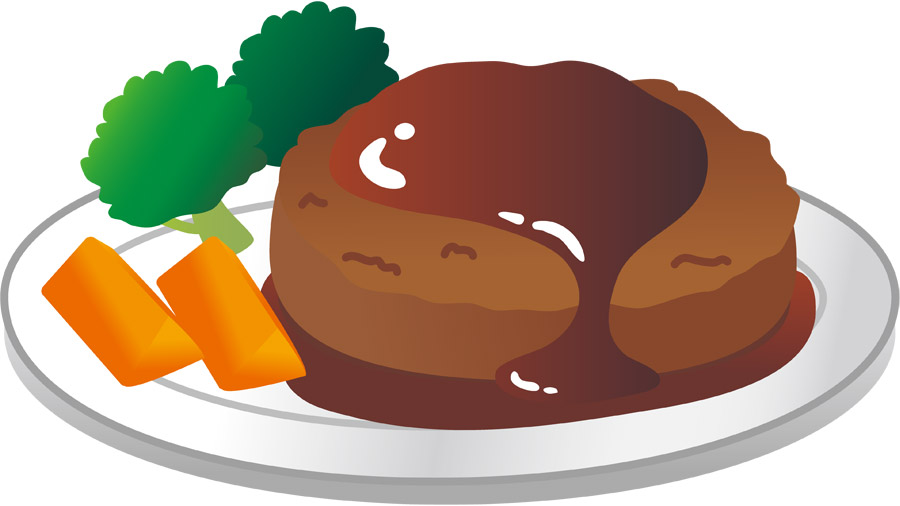 チーズハンバーグのイラストイラスト無料・かわいいテンプレート