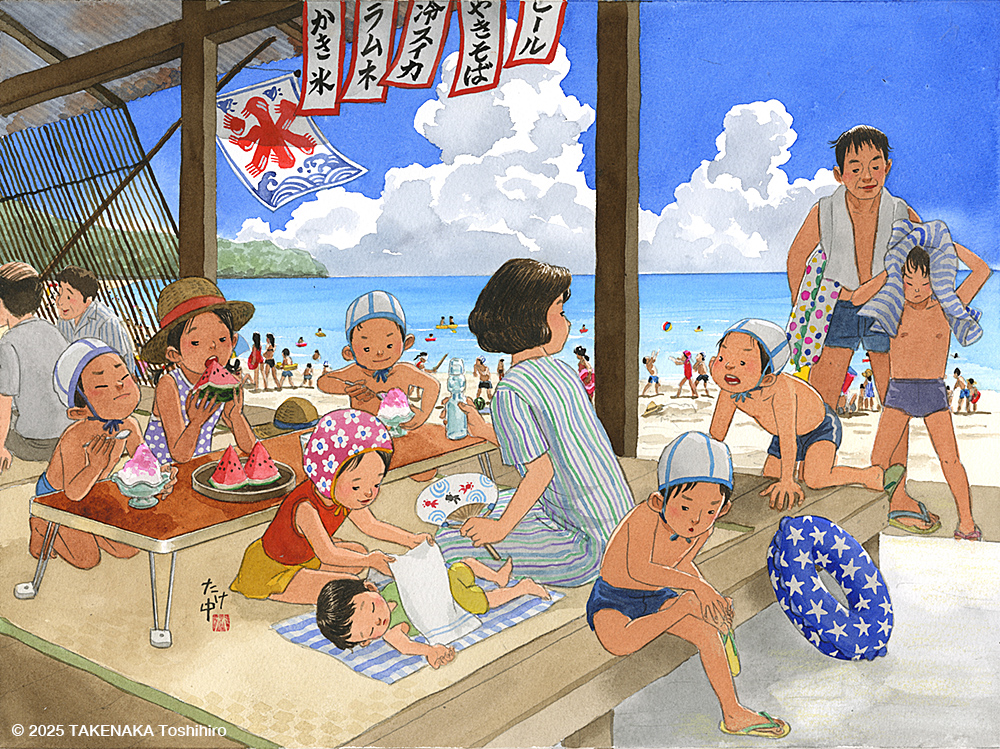 かき氷を食べる女性の無料イラスト 夏休み46561素材Good