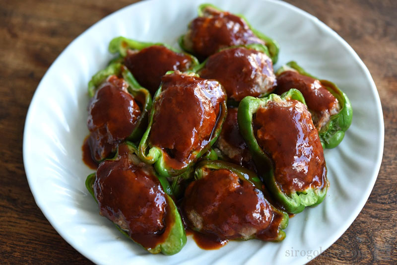 ピーマンの肉詰めあんかけ