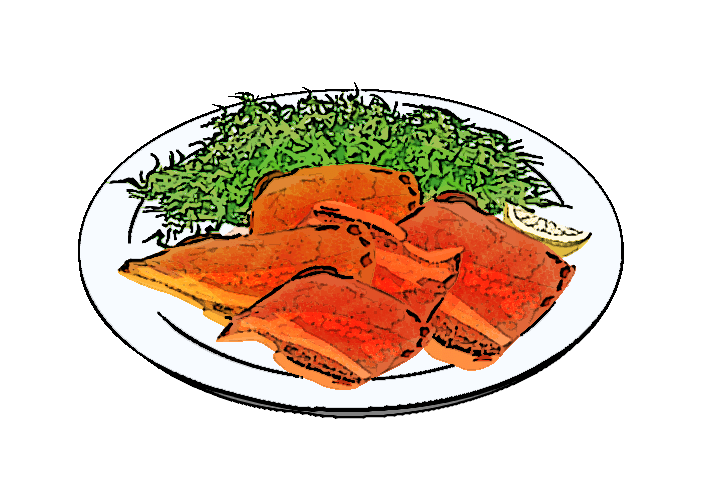 焼肉 白黒料理15 食べ物 無料イラスト素材