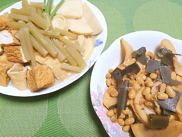 甘辛味がたまらない♪たけのことしいたけの混ぜご飯