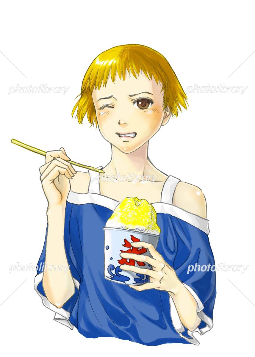 かき氷を食べる女の子イラスト - No: 25449004無料イラスト・フリー素材なら「イラストAC」