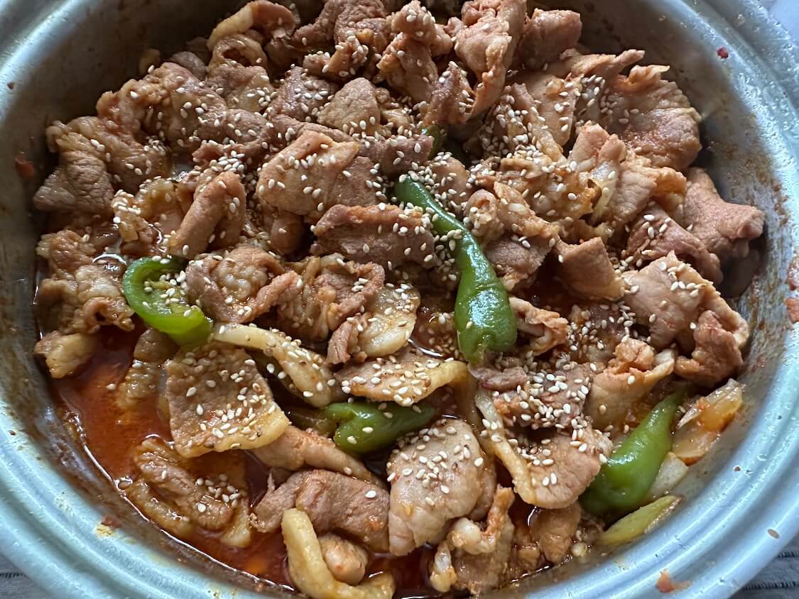 牛肉とピーマンのコチュジャン入り焼肉タレ炒め