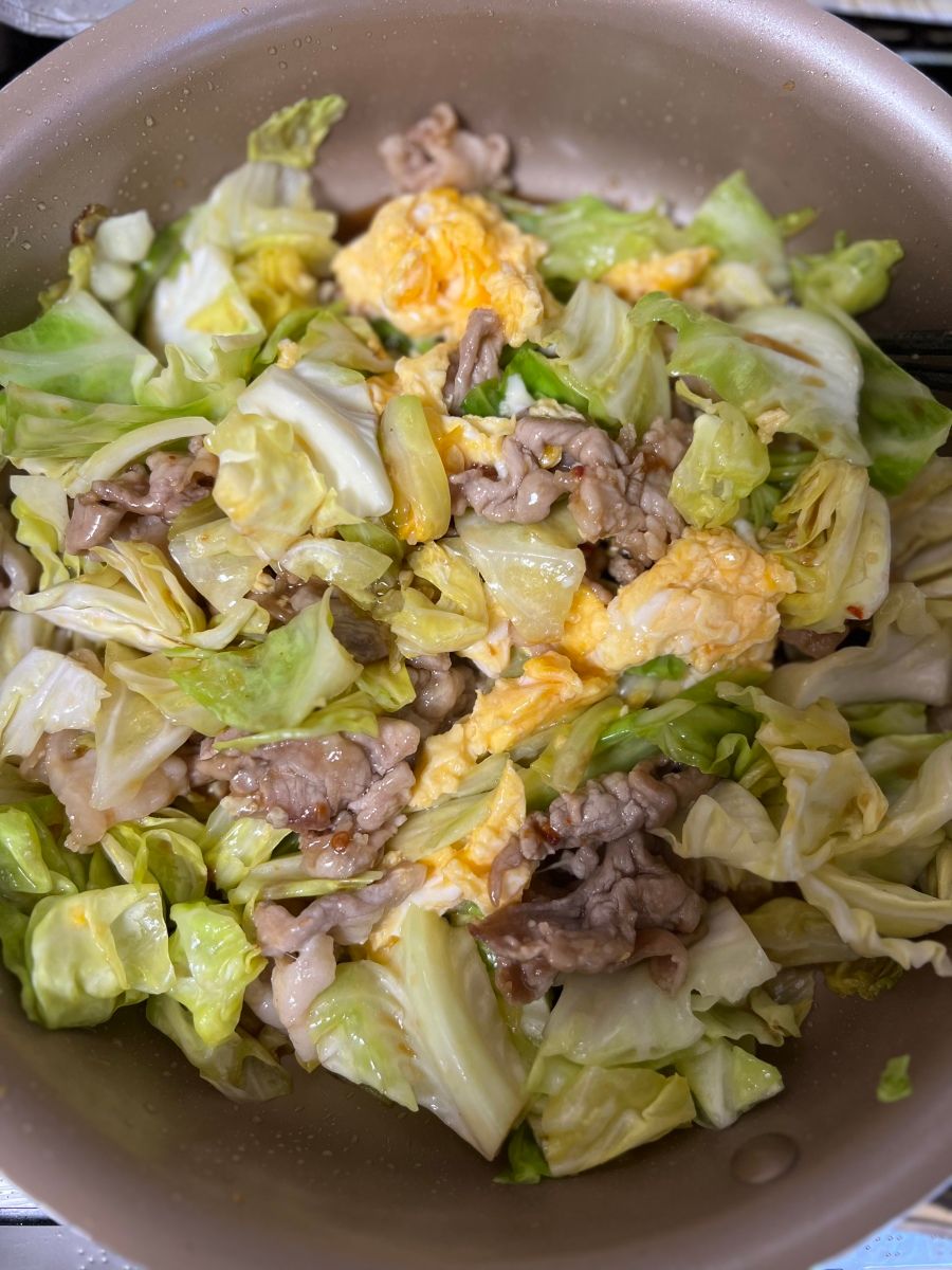 豚肉・なす・ｷｬﾍﾞﾂの簡単回鍋肉