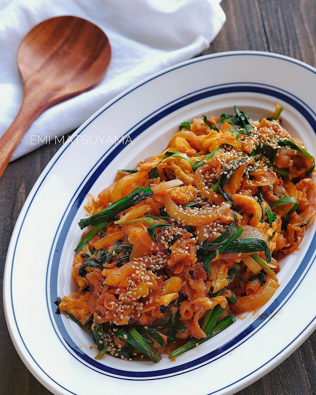 ひたすら優しい味の豚肉入りニラ玉。 - ぽちカフェ