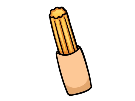 チュロス紙袋にチュロススティックを入れた手描きのレタリング。のイラスト素材・ベクター Image 131552333