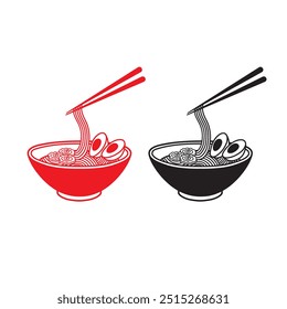 箸とシルエットシンボルが付いた黒いラーメンアイコン ベクター, ピクトグラム, 焼きそば, 箸イラスト画像、PNGフリー 素材の、ロイヤリティフリ