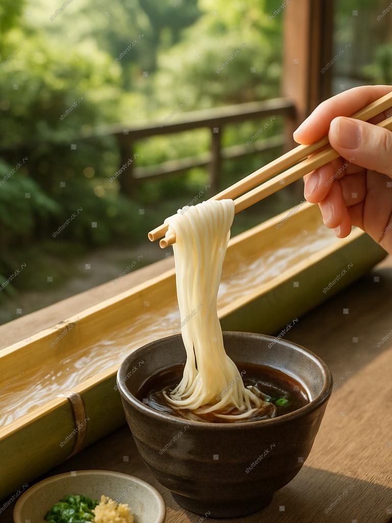 流しそうめん 28056006900 の写真・イラスト素材アマナイメージズ