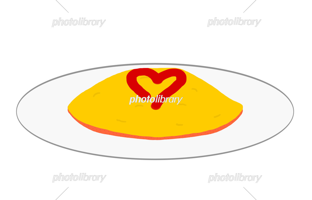 手書きラフ色鉛筆のオムライス ケチャップ イラスト・フリー素材なら「シンテリ」