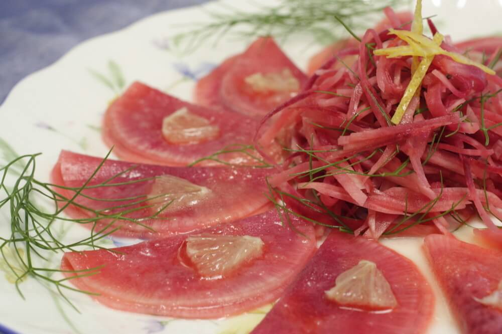 紅芯大根のワッフルサラダ : ぼっちオバサン食堂