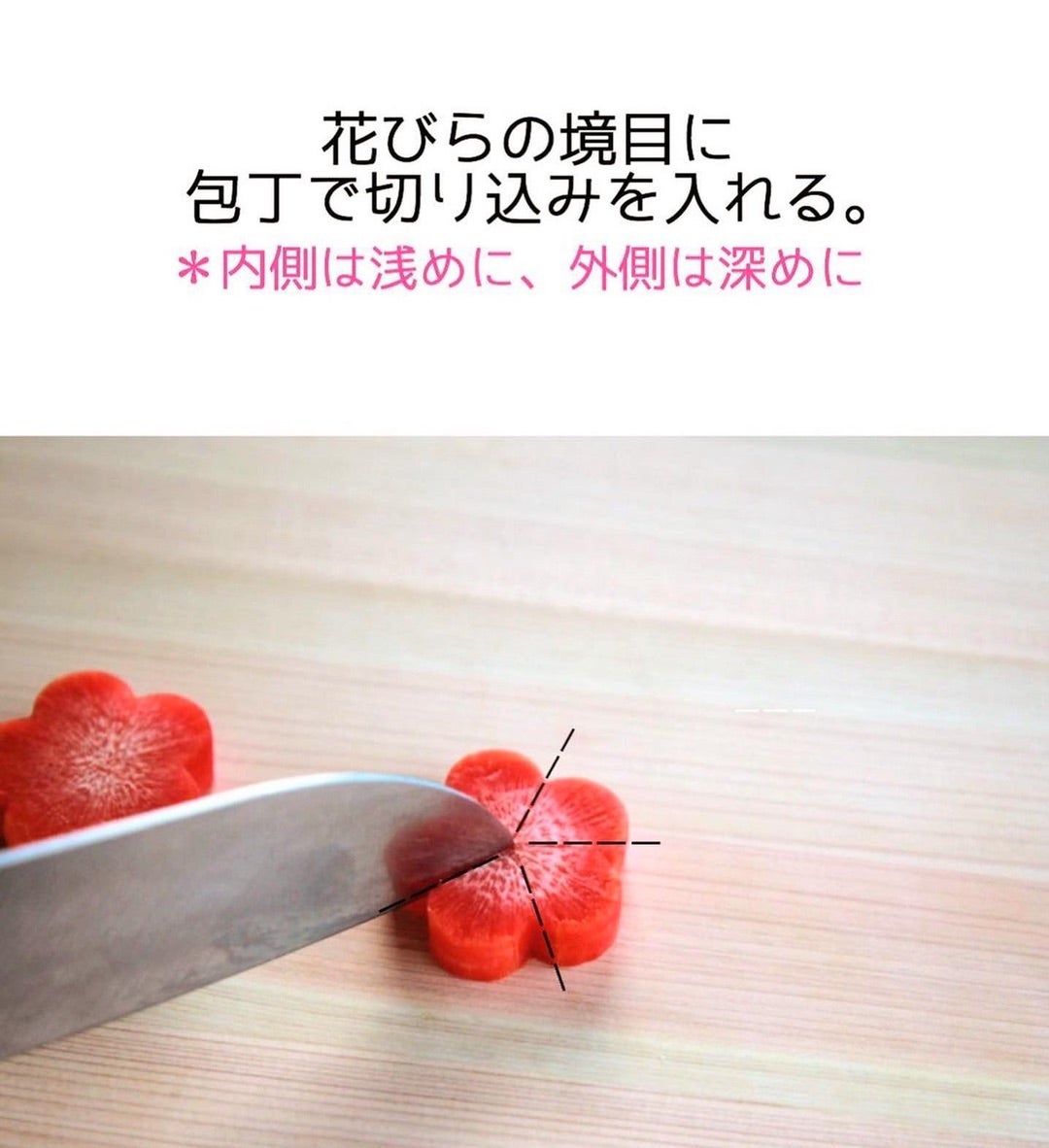 にんじんの飾り切りねじり梅