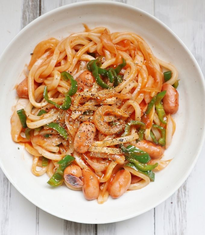ナポリタンを乾麺うどんで作る もちもちシコシコで最高 筋肉料理人- メシ通ホットペッパーグルメ