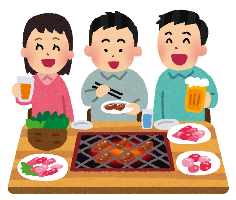 炭火焼肉イラストのフリー素材イラストイメージ