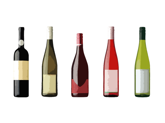 ボジョレーヌーボーやワイン関連のワインボトルやグラスワインやぶどうや文字などのセット イラスト素材6542872- フォトライブラリ