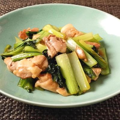 鶏肉と小松菜のオイスター炒め