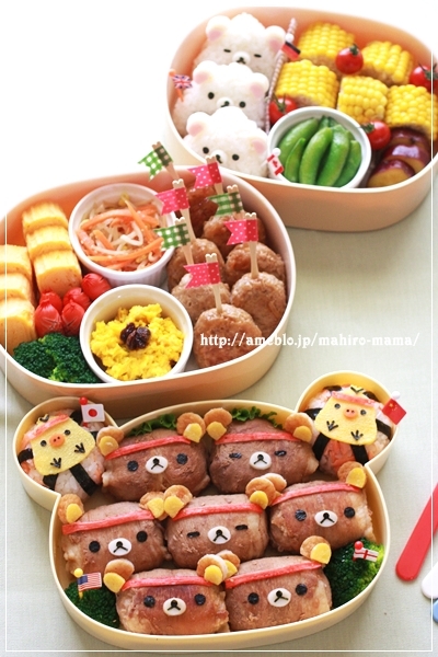 赤ピーマンで消防車のキャラ弁♫♬