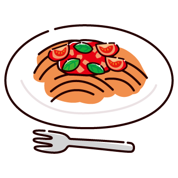 手書き 和風きのこパスタのイラスト 無料-飲食店専門手描きイラスト そらまめ堂