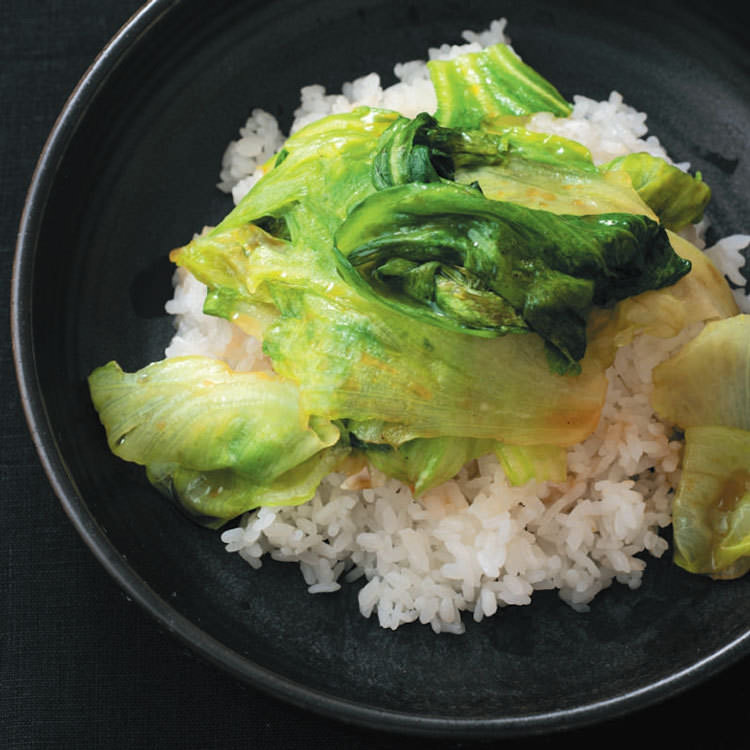 味つけえのき茸のツナレタス丼