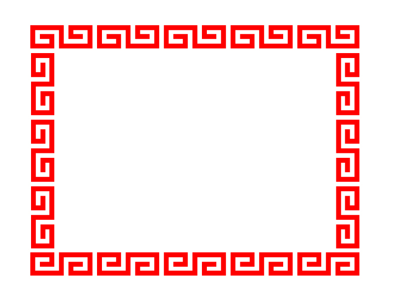 中華風の赤い提灯 背景フレーム：イラスト無料