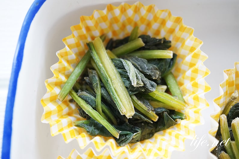 レンチンするだけ① 冷凍ほうれん草の「ホットサラダ」