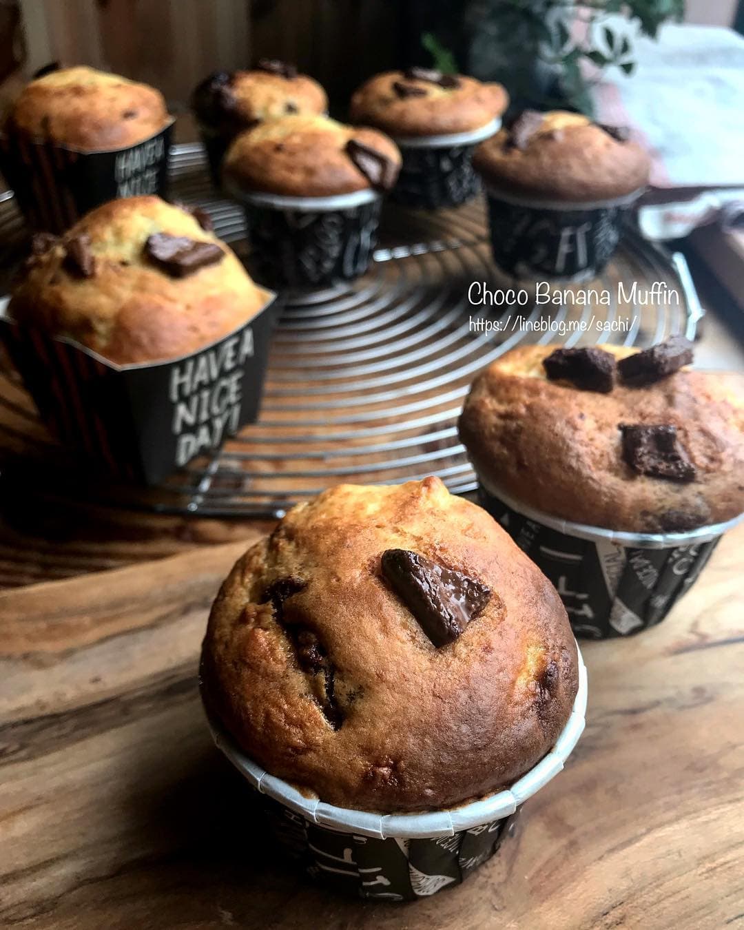 ホットケーキミックスとお豆腐で バナナココアマフィン