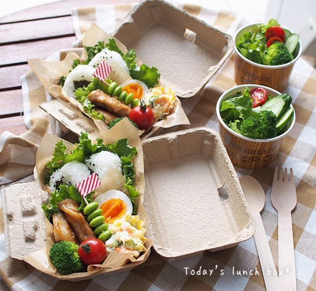 ちょっと前にピクニックしたよ🍥🍃ピクニックお弁当おかずおしゃピクlunchboxデリ風エビチリかぼちゃサラダいなり寿司オープンいなりホームベーカリーお花見簡単レシピ